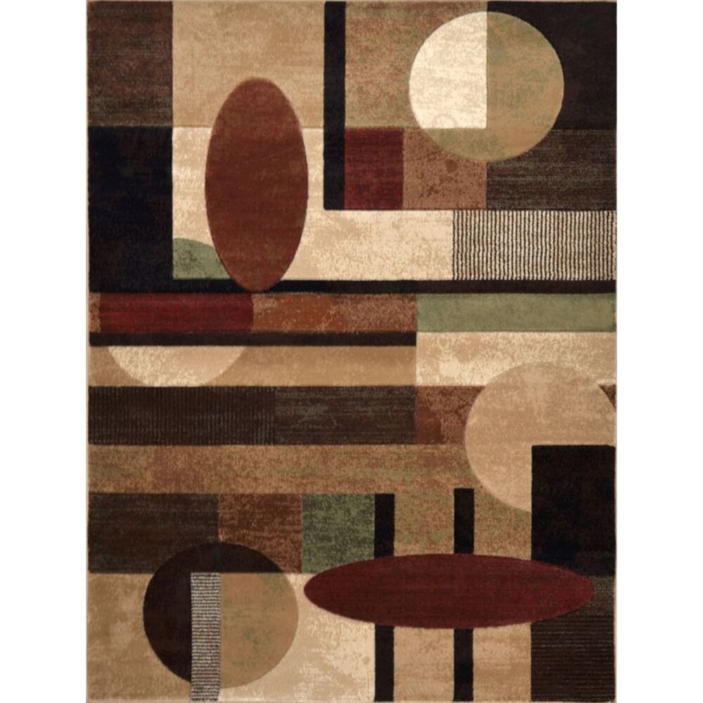 Contemporary Stripes Blocks Area Rug 3x5 Abstract Modern Circle-Actual 3'3"x4'7"